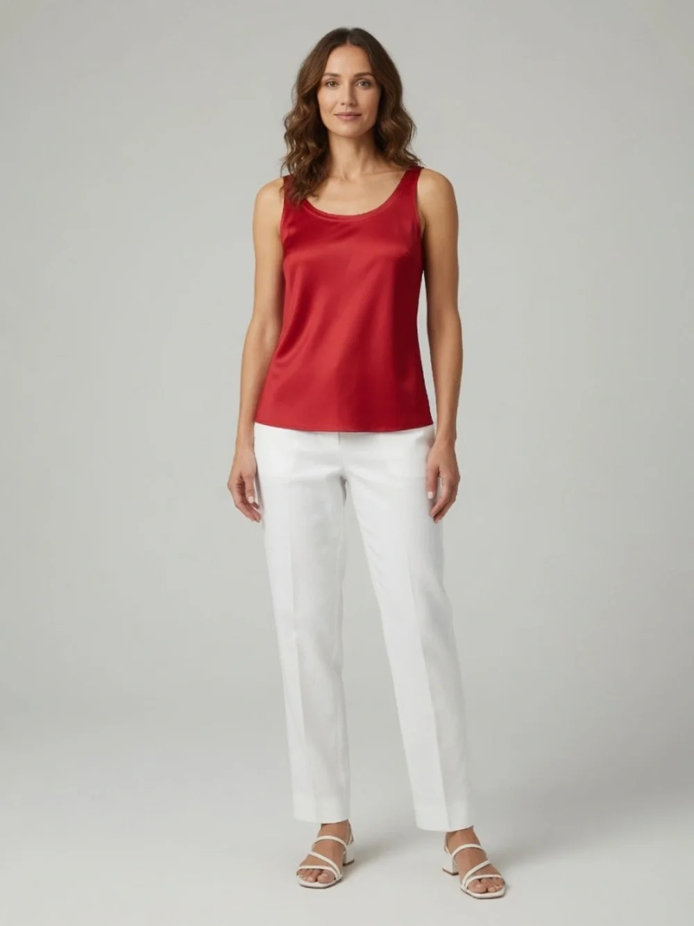 Red Silk Tank Top - Picture 1 of 5